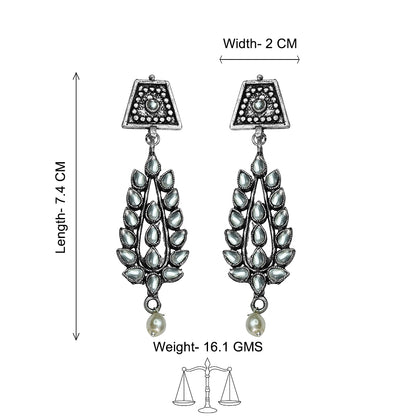 Precious Petal stone studded dangler earring (White)