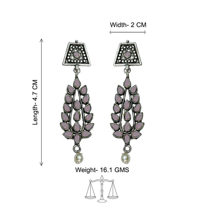 Precious Petal stone studded dangler earring (Baby Pink)