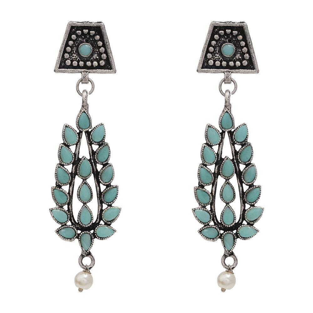 Precious Petal stone studded dangler earring (Mint)