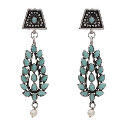Precious Petal stone studded dangler earring (Mint)