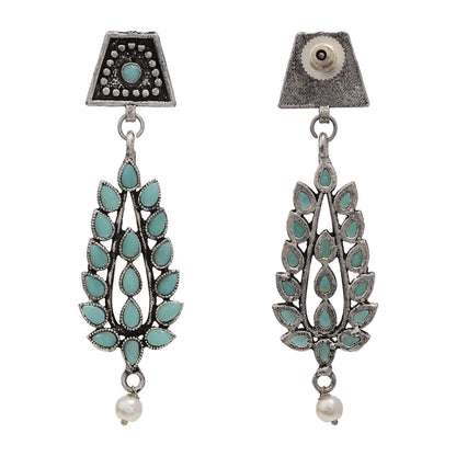 Precious Petal stone studded dangler earring (Mint)