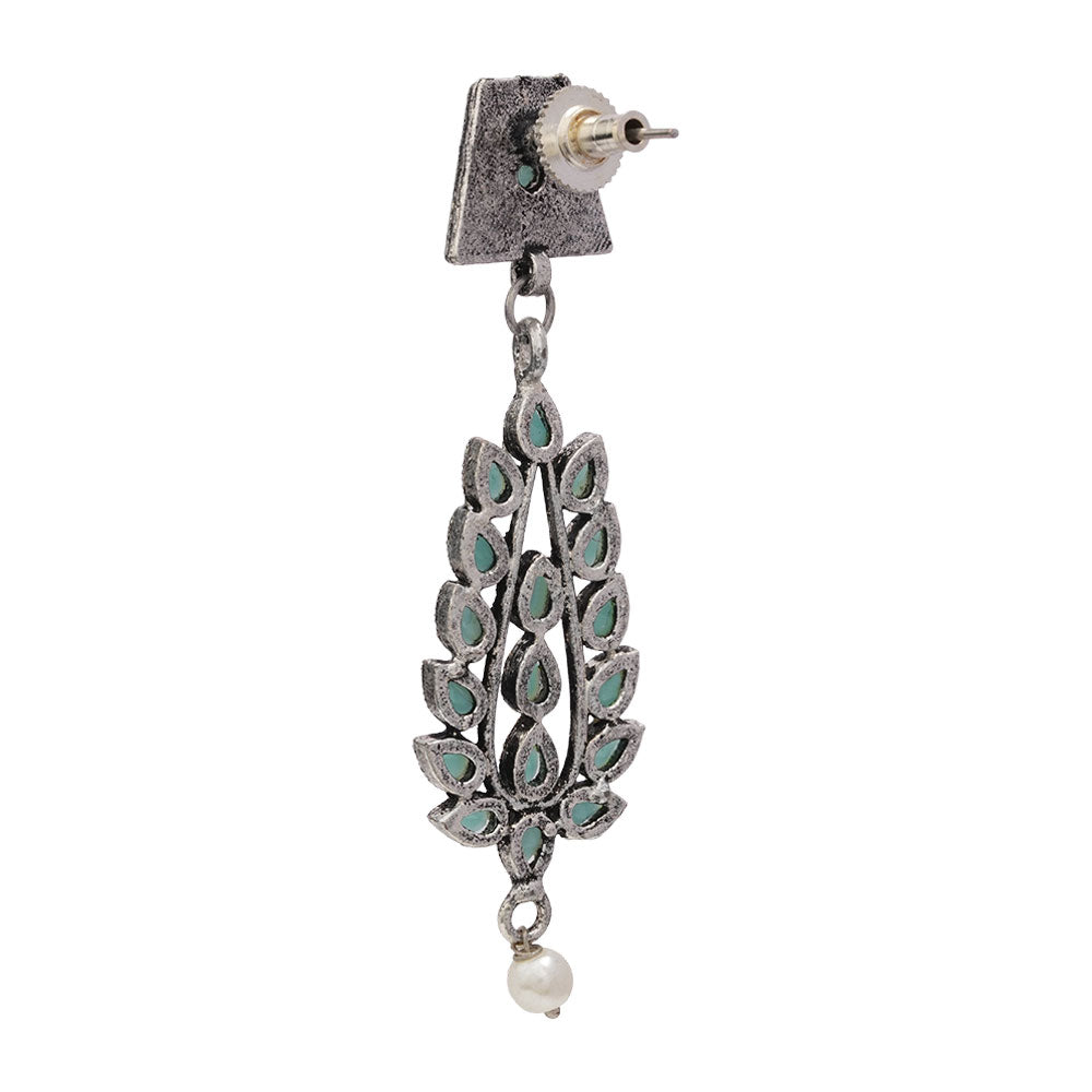 Precious Petal stone studded dangler earring (Mint)