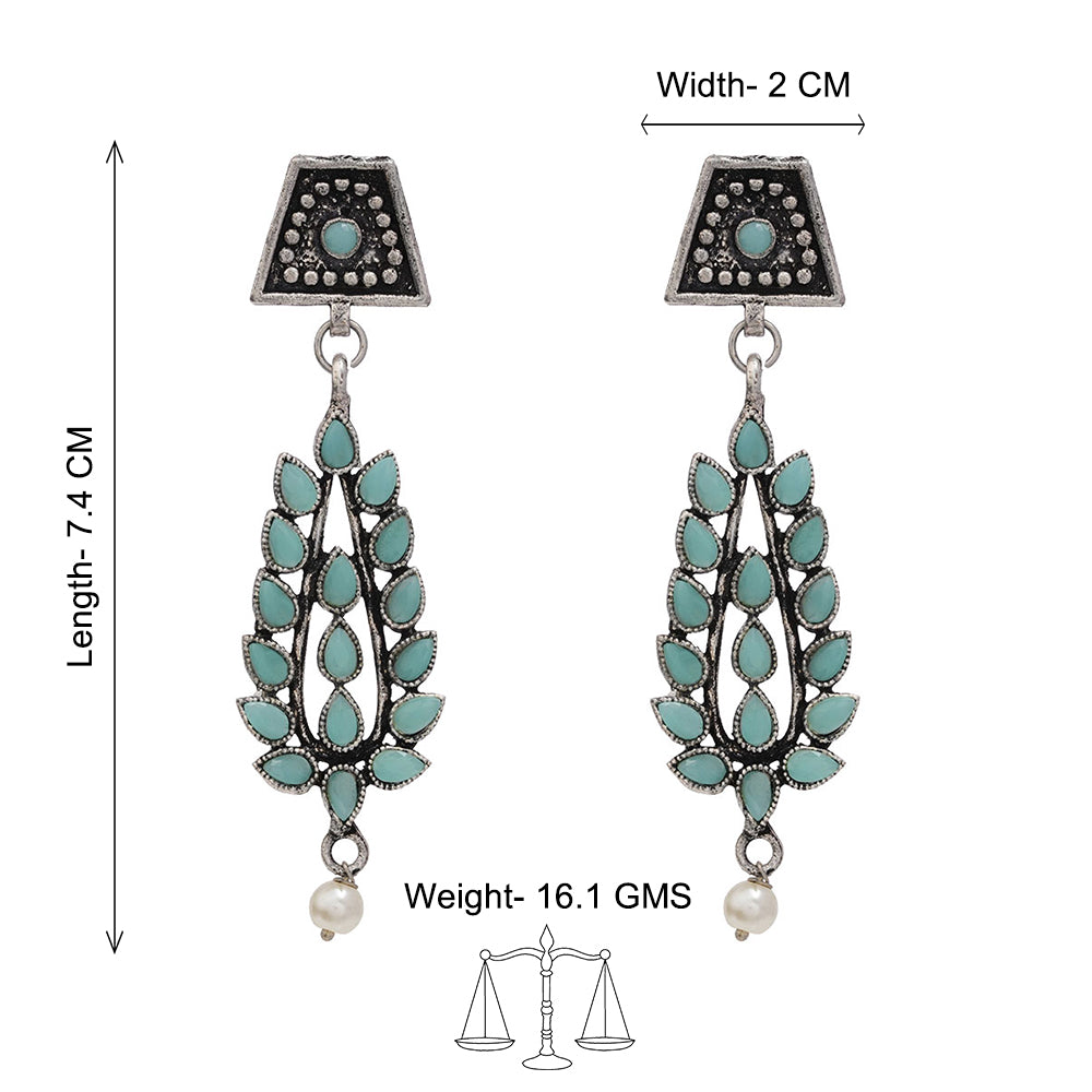 Precious Petal stone studded dangler earring (Mint)