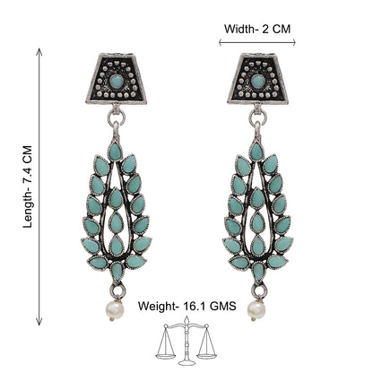 Precious Petal stone studded dangler earring (Mint)