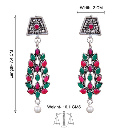 Precious Petal stone studded dangler earring (Multicolored)