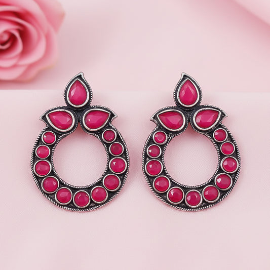 Petal Mandal stud earrings (Red)