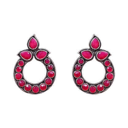 Petal Mandal stud earrings (Red)