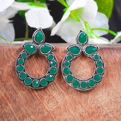 Petal Mandal stud earrings (Green)