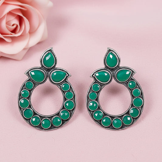 Petal Mandal stud earrings (Green)