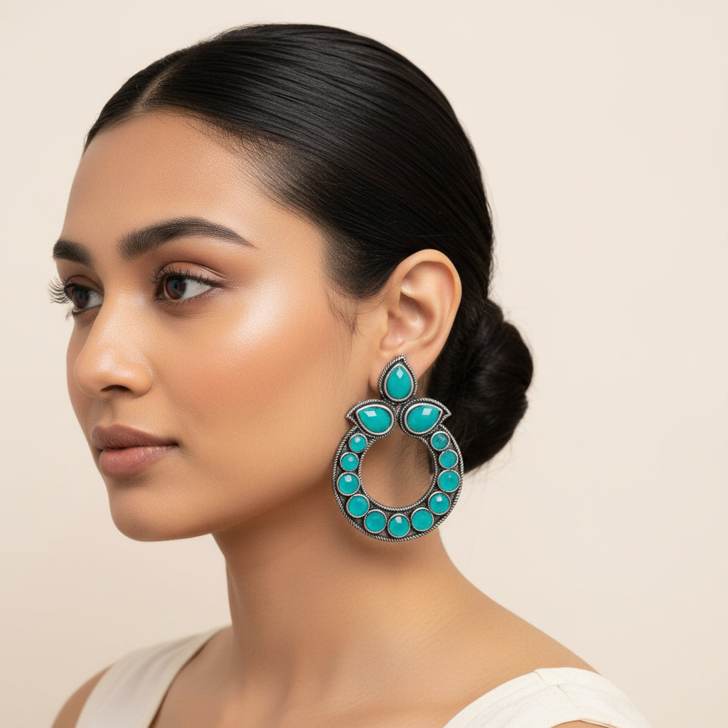 Petal Mandal stud earrings (Green)