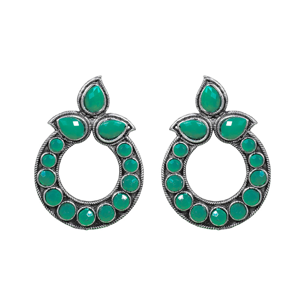 Petal Mandal stud earrings (Green)