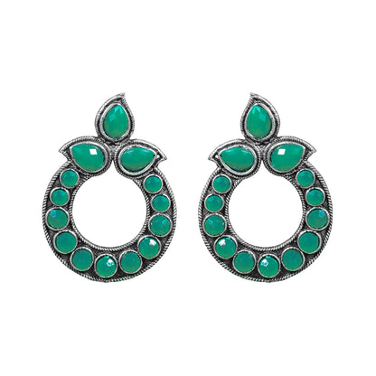 Petal Mandal stud earrings (Green)