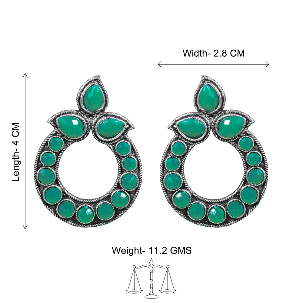 Petal Mandal stud earrings (Green)