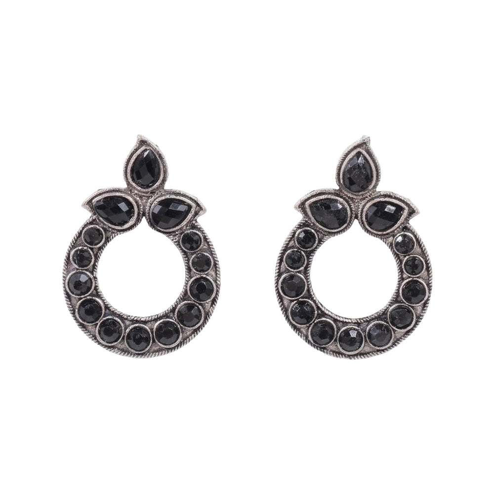 Petal Mandal stud earrings (Black)