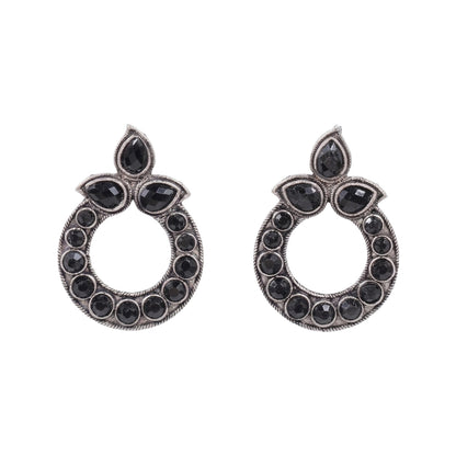 Petal Mandal stud earrings (Black)