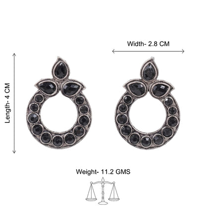 Petal Mandal stud earrings (Black)