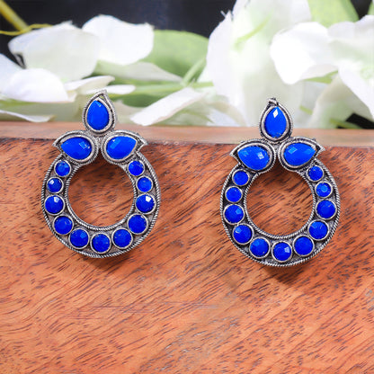 Petal Mandal stud earrings (Blue)