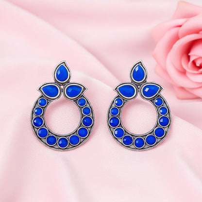 Petal Mandal stud earrings (Blue)