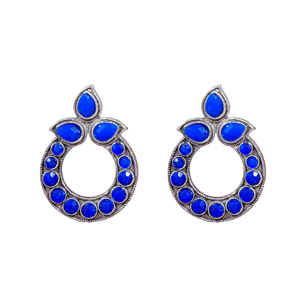 Petal Mandal stud earrings (Blue)