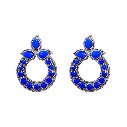 Petal Mandal stud earrings (Blue)