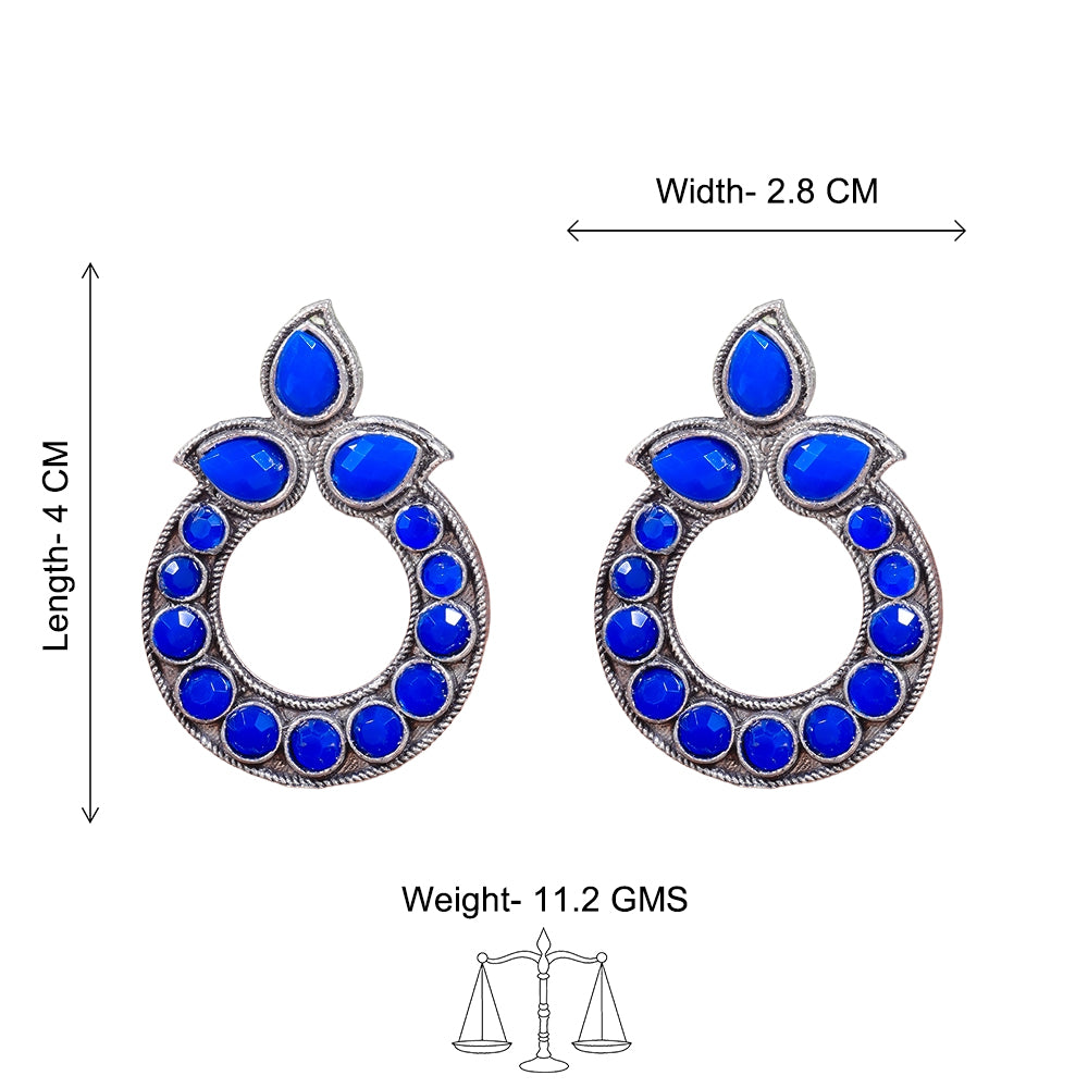 Petal Mandal stud earrings (Blue)