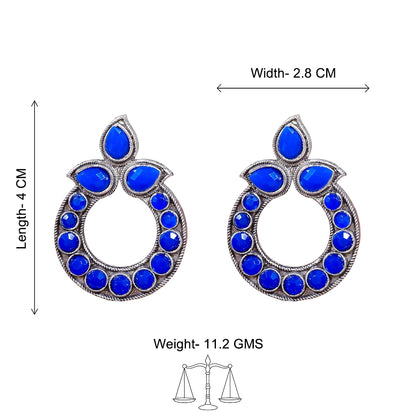 Petal Mandal stud earrings (Blue)