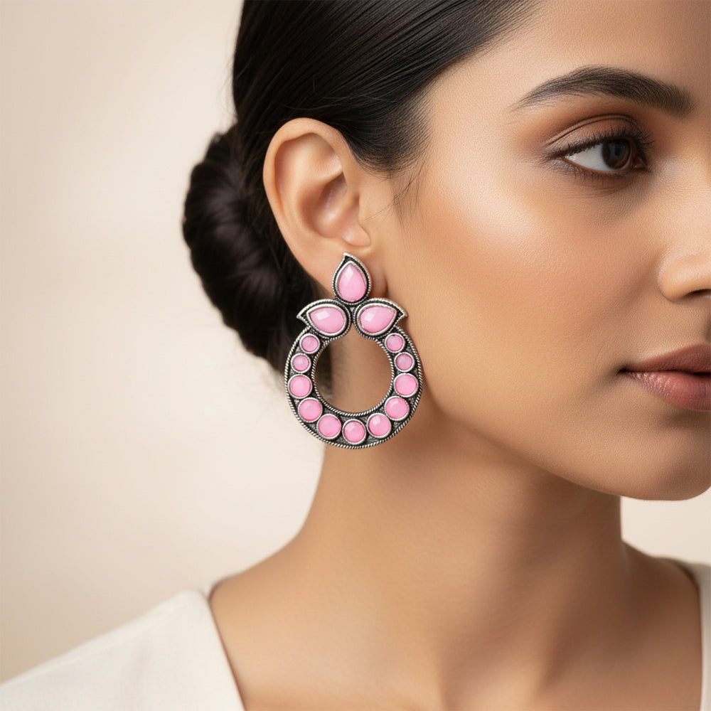 Petal Mandal stud earrings (Baby Pink)