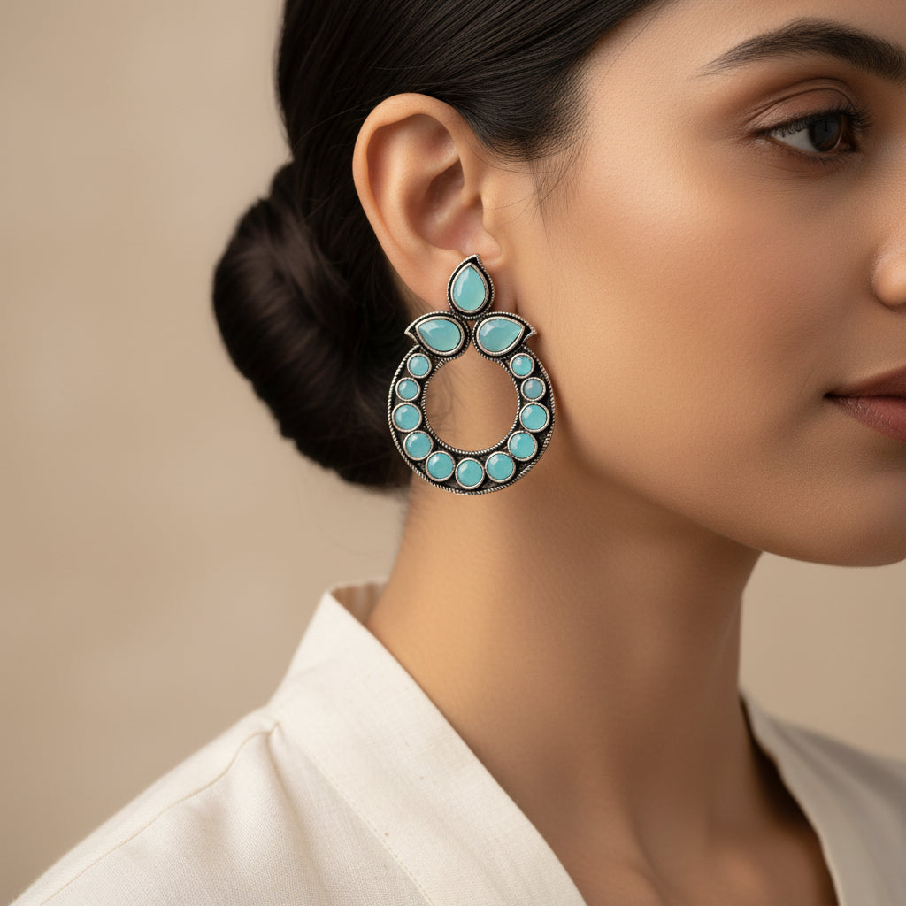 Petal Mandal stud earrings (Mint)