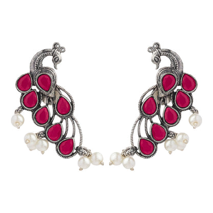 Mor vibrance pearl dangler earrings (Red)