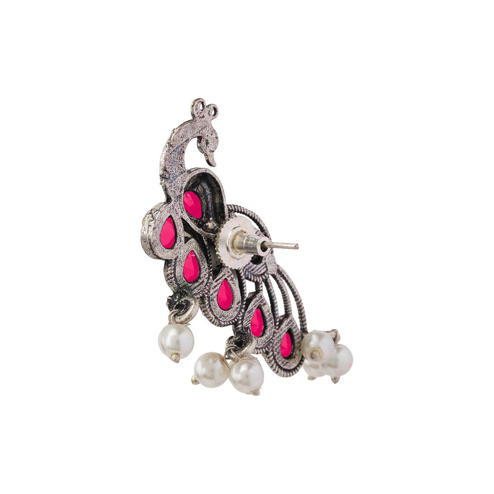 Mor vibrance pearl dangler earrings (Red)