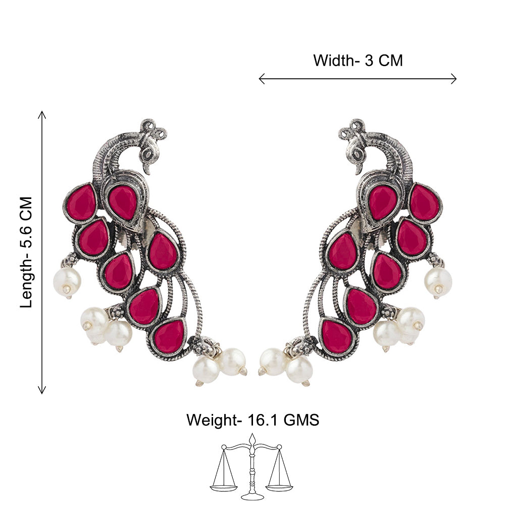 Mor vibrance pearl dangler earrings (Red)