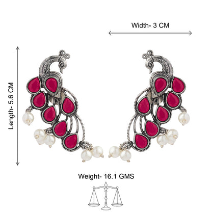 Mor vibrance pearl dangler earrings (Red)