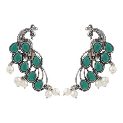 Mor vibrance pearl dangler earrings (Green)