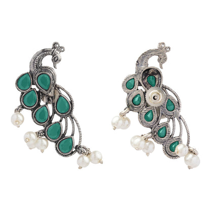 Mor vibrance pearl dangler earrings (Green)