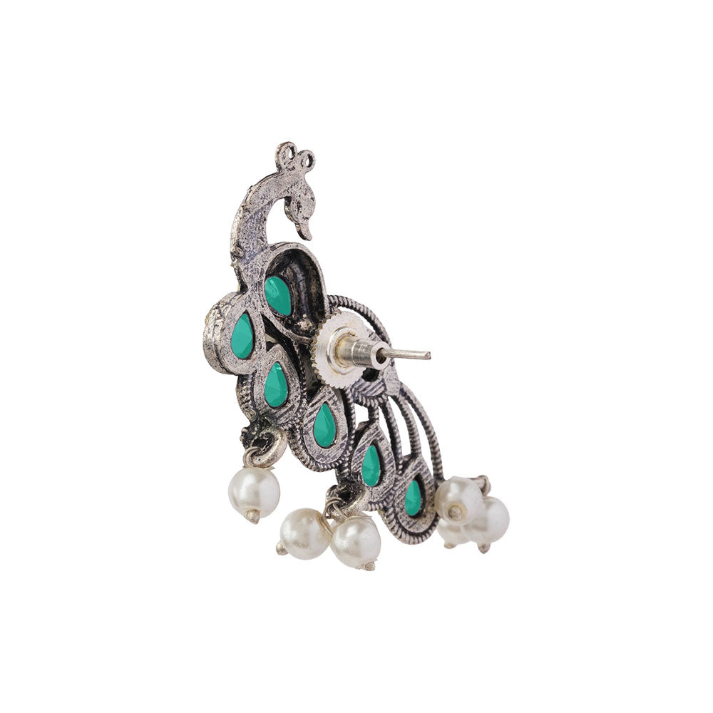 Mor vibrance pearl dangler earrings (Green)