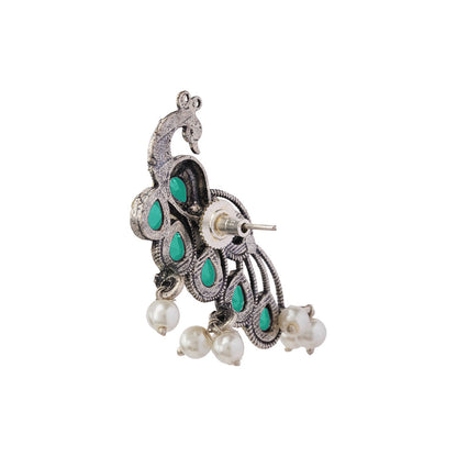 Mor vibrance pearl dangler earrings (Green)