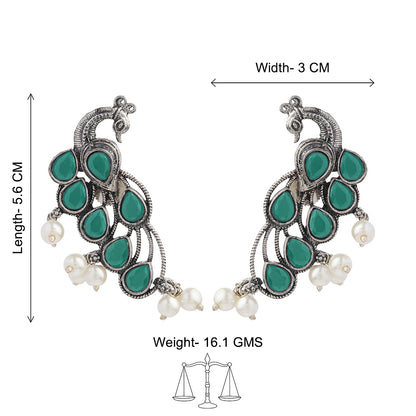 Mor vibrance pearl dangler earrings (Green)