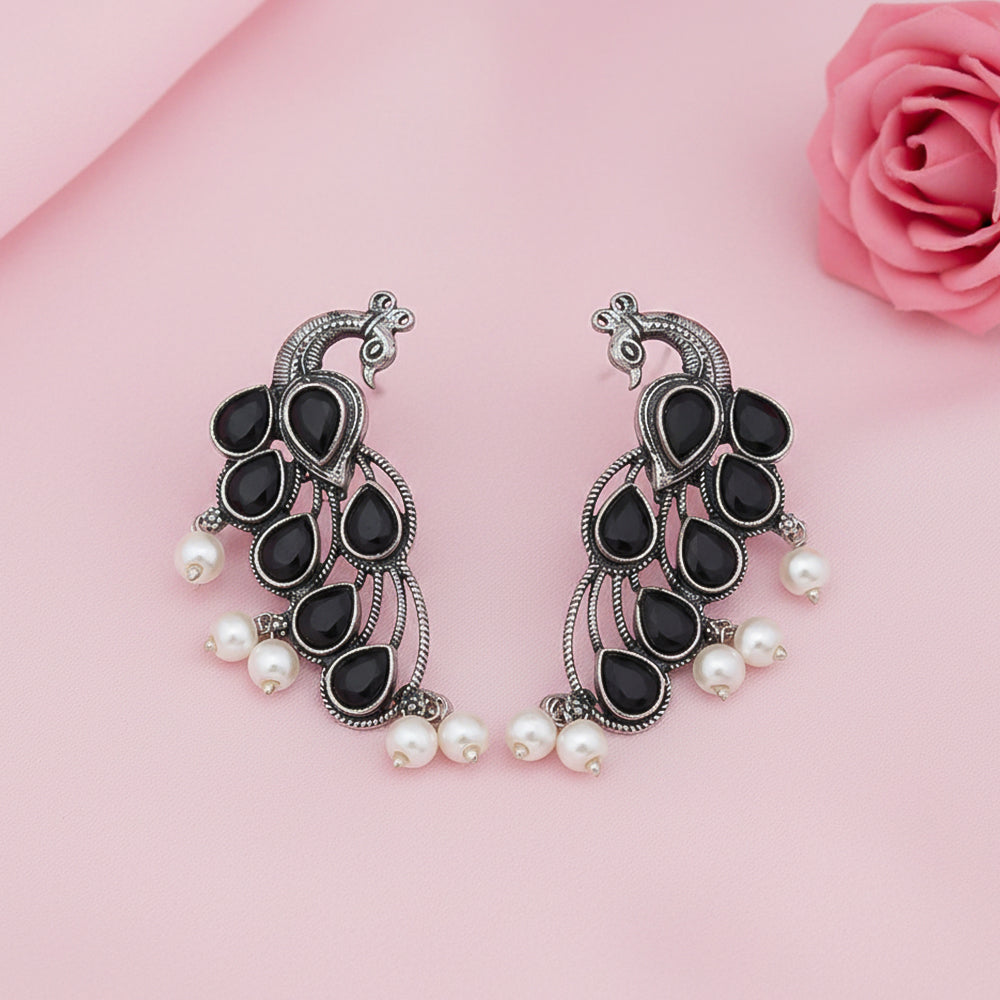 Mor vibrance pearl dangler earrings (Black)