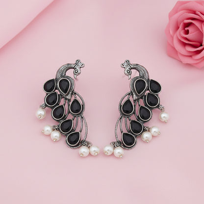 Mor vibrance pearl dangler earrings (Black)