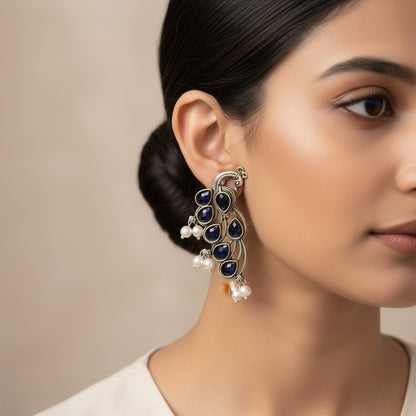 Mor vibrance pearl dangler earrings (Black)
