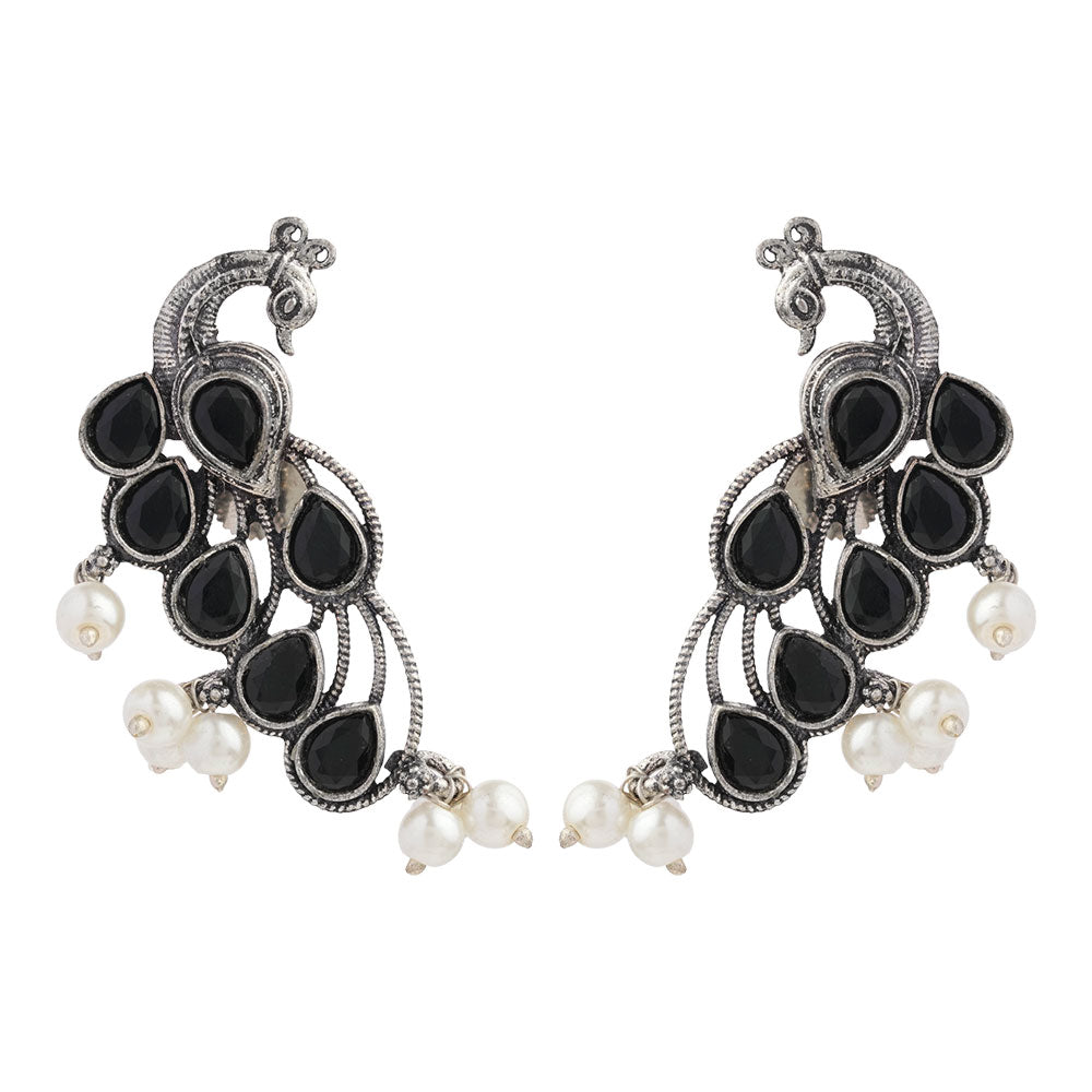 Mor vibrance pearl dangler earrings (Black)