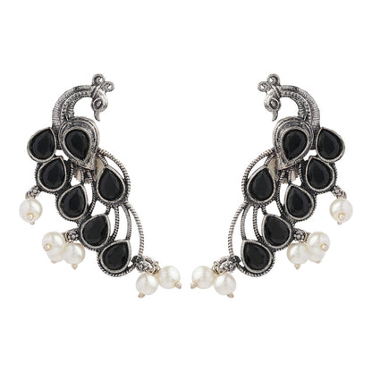 Mor vibrance pearl dangler earrings (Black)