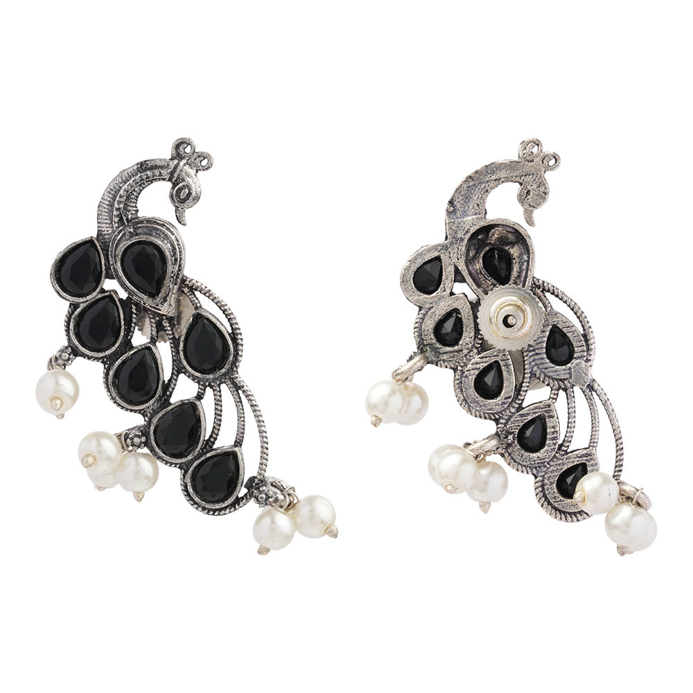 Mor vibrance pearl dangler earrings (Black)