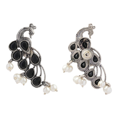 Mor vibrance pearl dangler earrings (Black)
