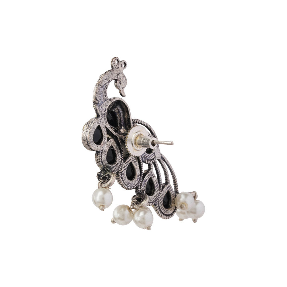 Mor vibrance pearl dangler earrings (Black)
