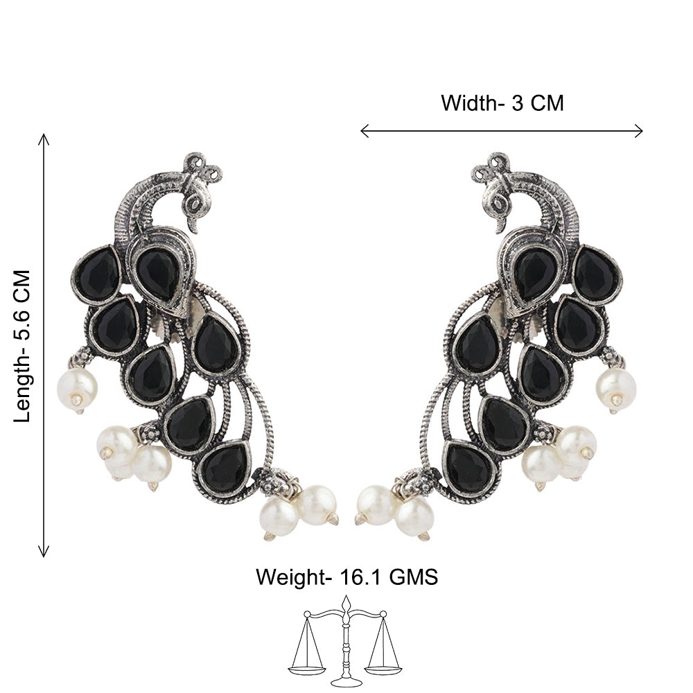 Mor vibrance pearl dangler earrings (Black)
