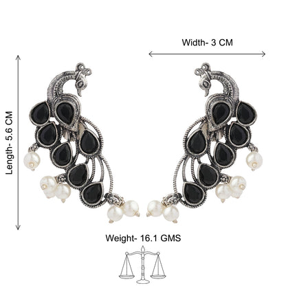 Mor vibrance pearl dangler earrings (Black)