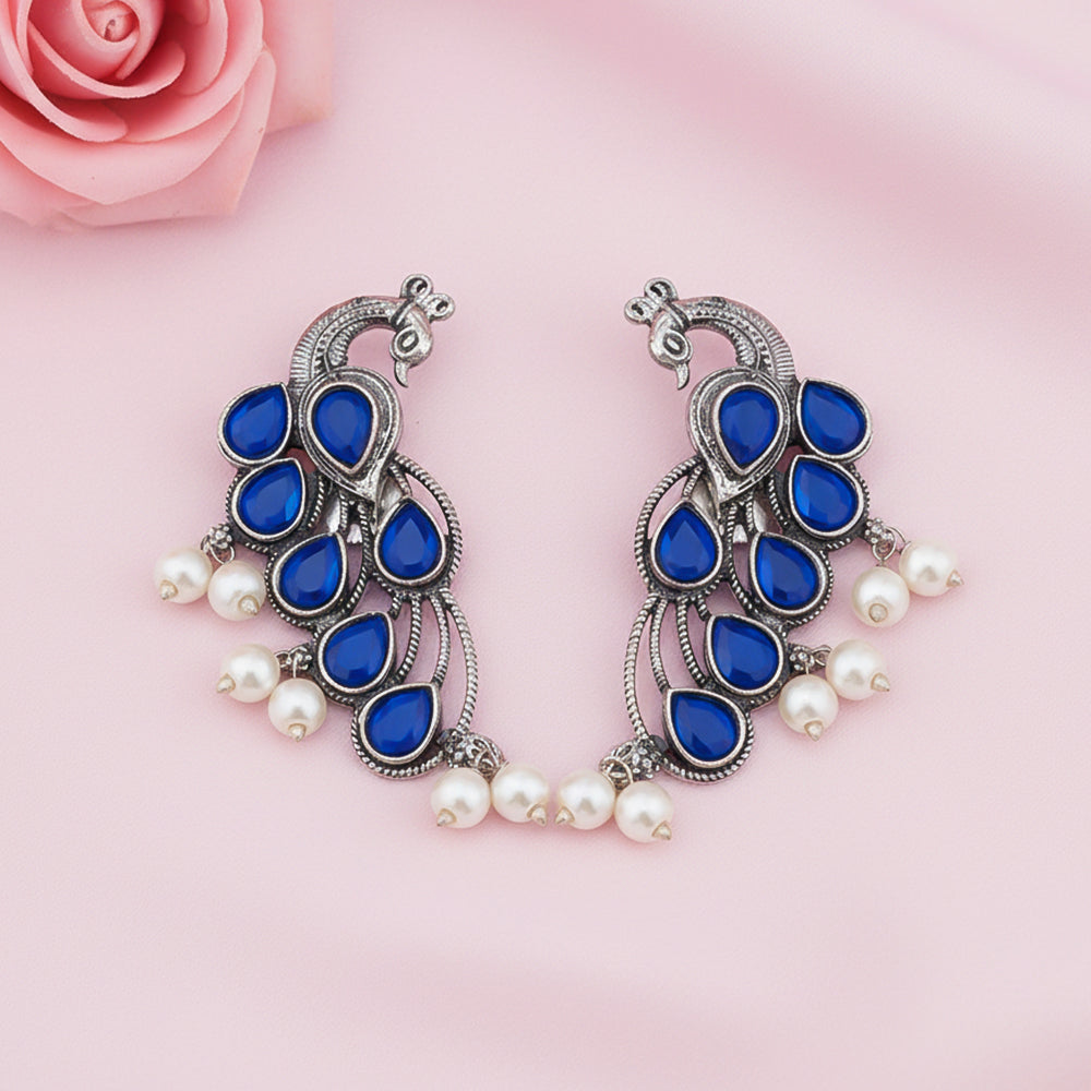 Mor vibrance pearl dangler earrings (Blue)