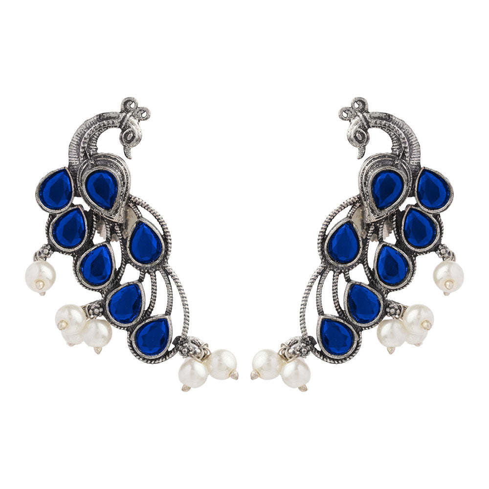Mor vibrance pearl dangler earrings (Blue)