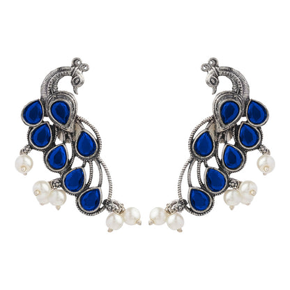 Mor vibrance pearl dangler earrings (Blue)